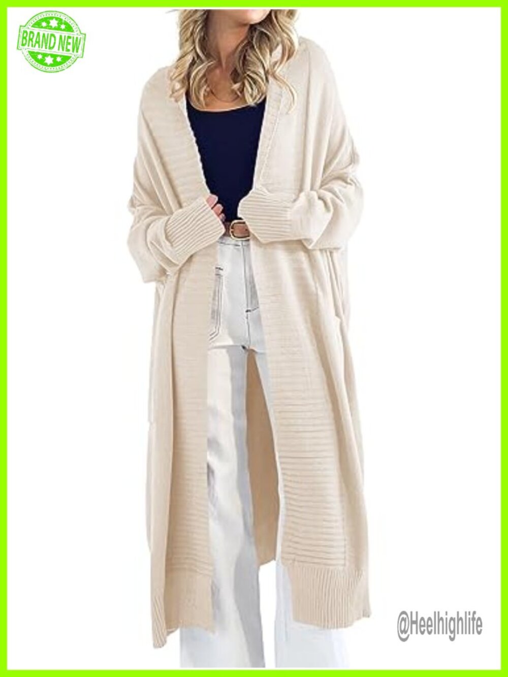 Womens Long Chunky Knit Oversized Cardigan Sweater Coat Open Front